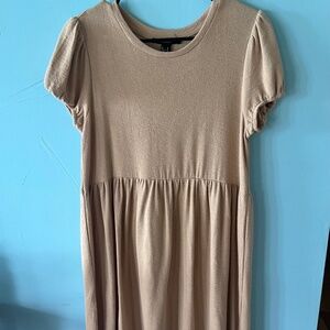 Forever 21 Beige Tan Textured Babydoll Dress Size M
